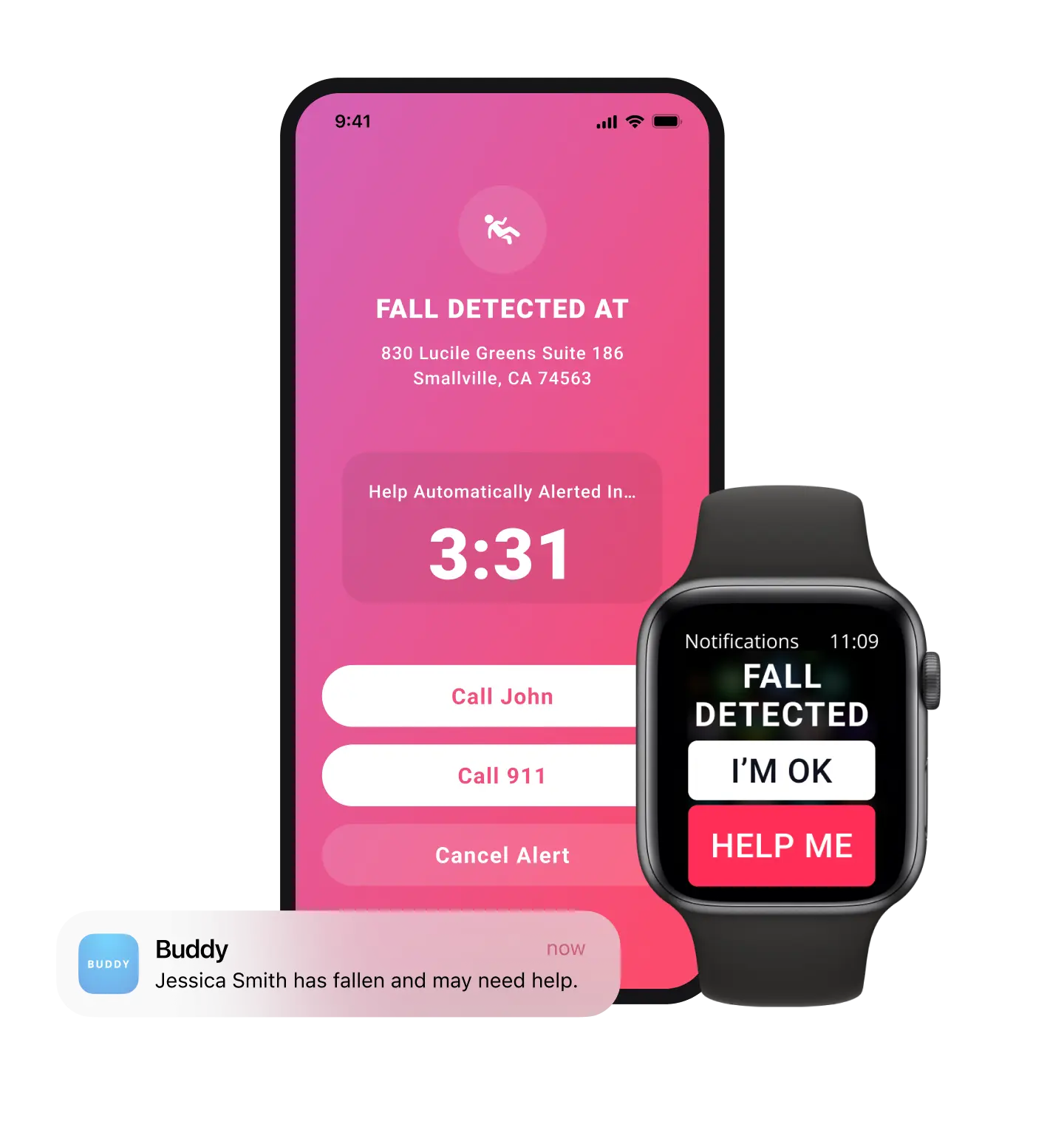 BUDDY Fall prediction, prevention, and detection Screen